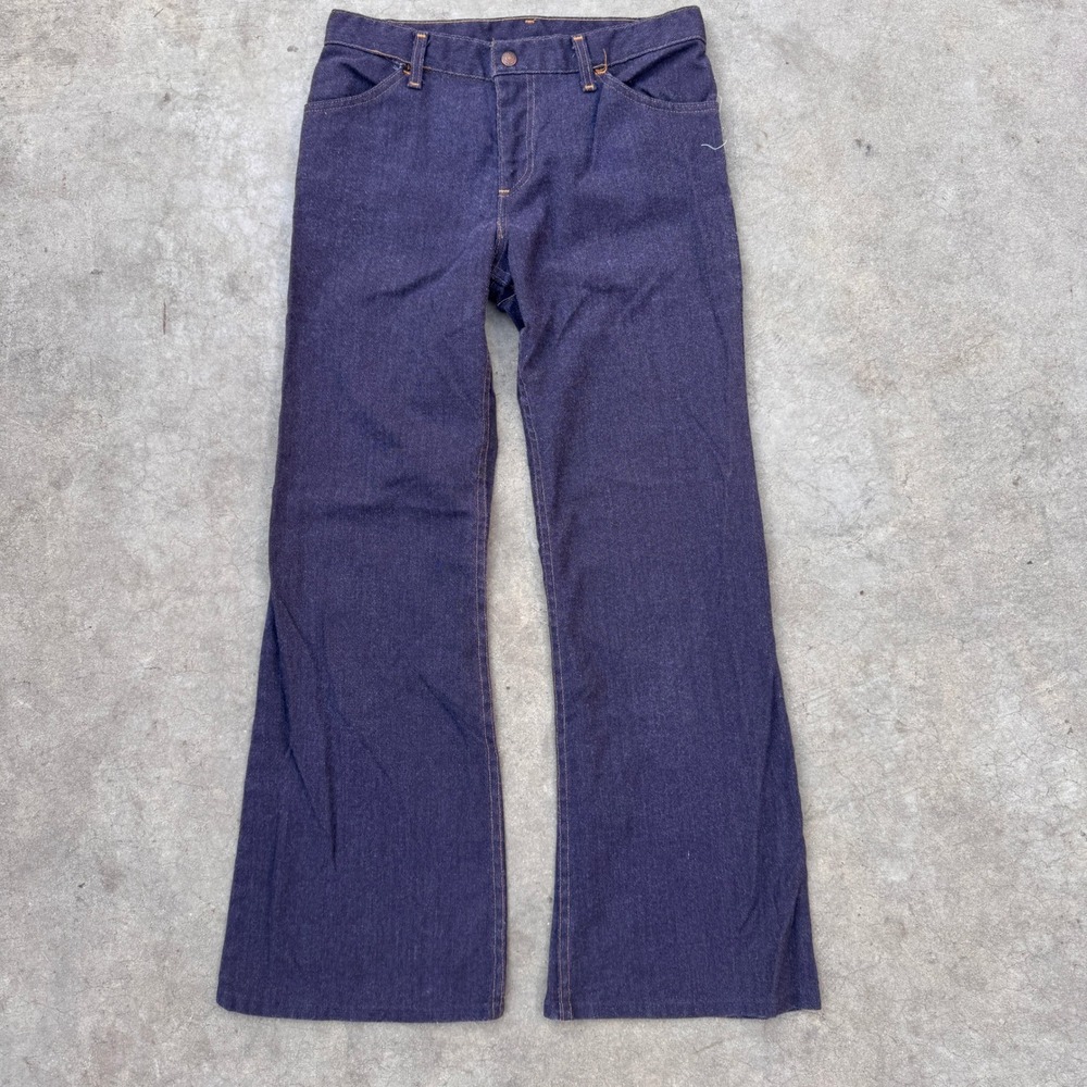 Vintage 70s Levis 517 Orange Tab Bell Bottom Flared Jeans Dark Wash NO WASH